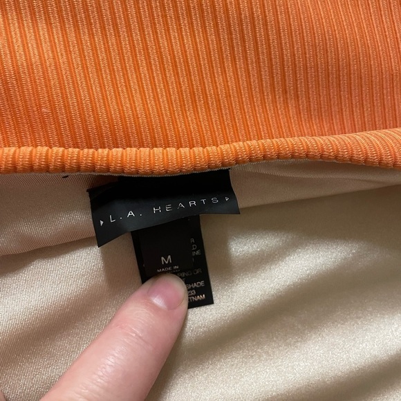 La Hearts Pacsun Ribbed Strappy Tie Back One Piece Swimsuit M Orange - Picture 9 of 11
